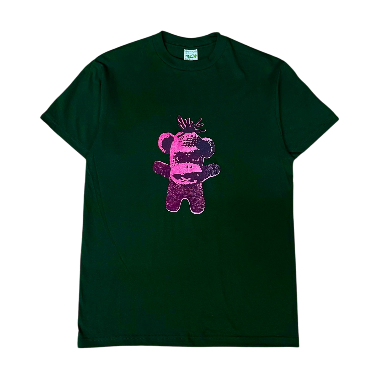 SOCK MONKEY TEE (GREEN/PINK)